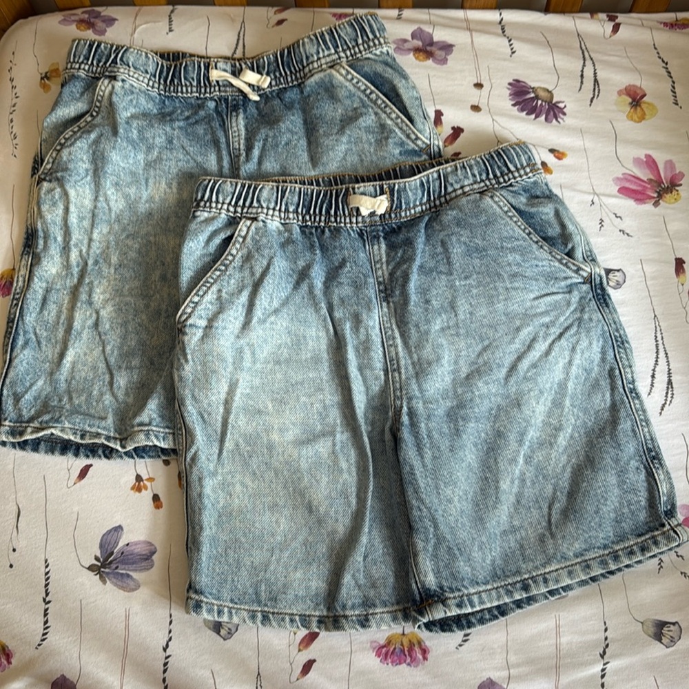 Cat and Jack boys size large 10/12 relaxed drawstring cotton denim jean shorts